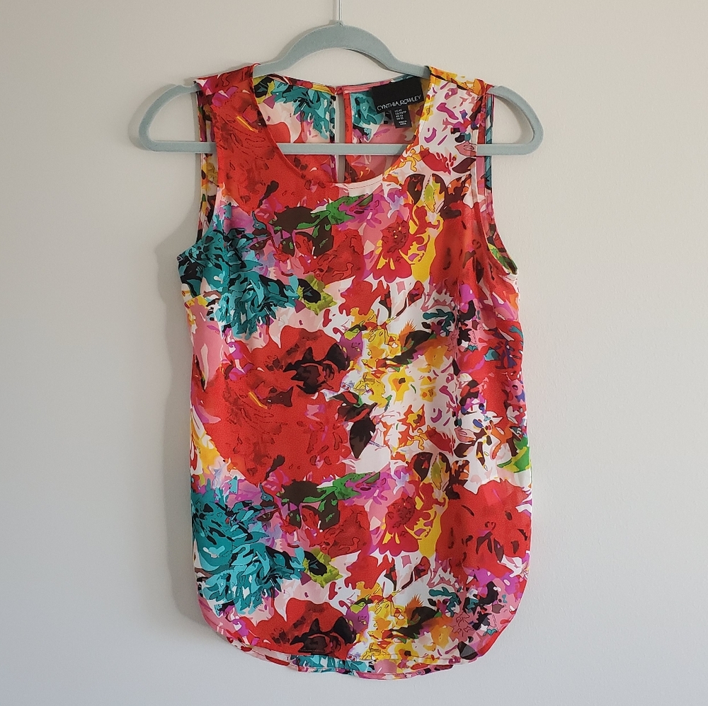 Cynthia Rowley Bright floral sleeveless top, xs